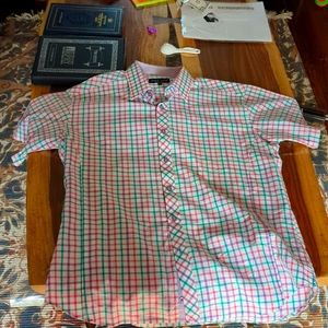 Jared Lang Short Sleeve Button Up Plaid 100% cotton
